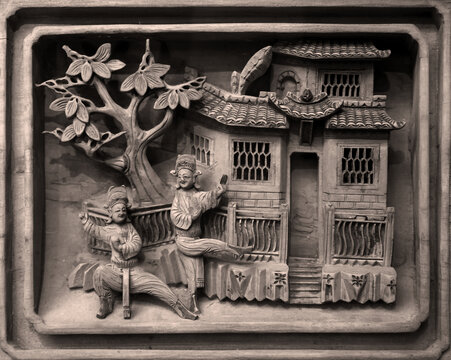 中式古代家具木刻浮雕