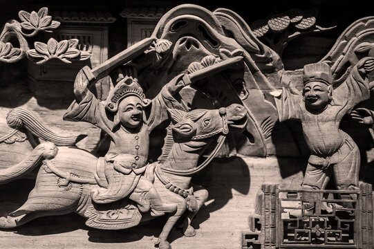 木雕中的古代战争场面