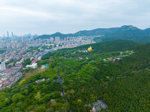 航拍济南千佛山公园