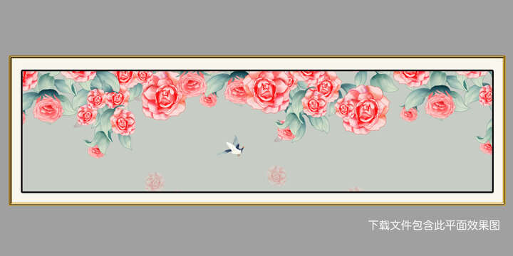 山茶花裝飾畫