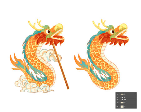 國潮龍舞龍插畫