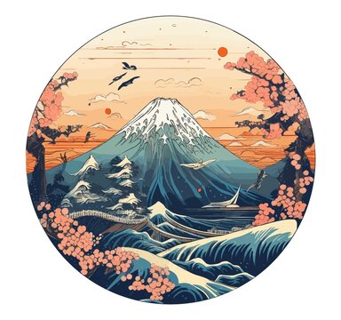 富士山插画