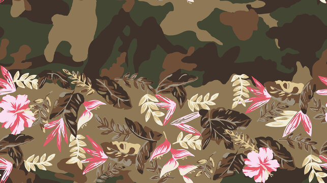 軍綠迷彩拼接花