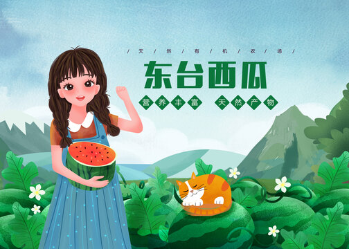 東臺西瓜插畫包裝