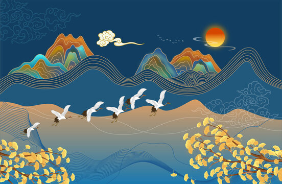 山水國潮創(chuàng)意藝術畫