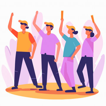 五一勞動扁平社會公益插畫