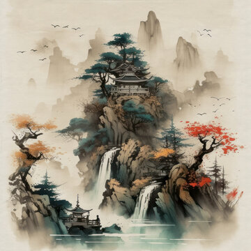 水墨國(guó)畫裝飾畫