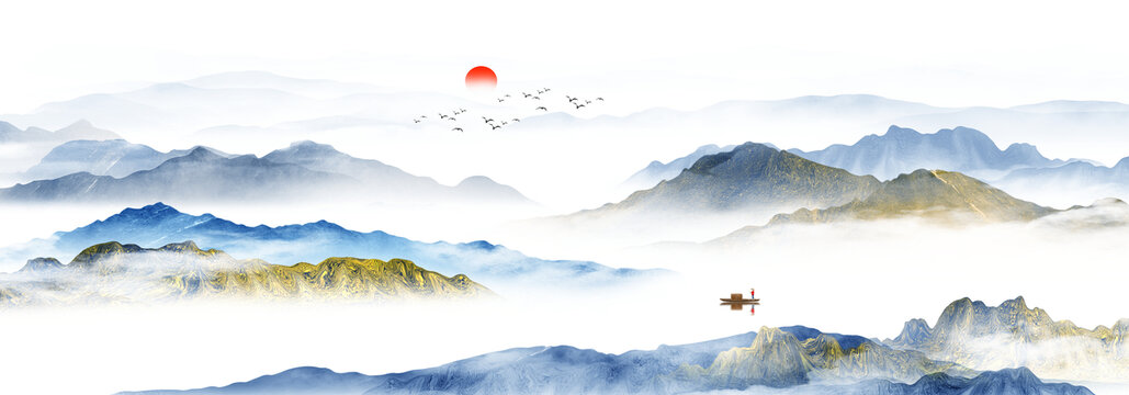 新中式水墨山水畫