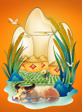 水稻大米插畫