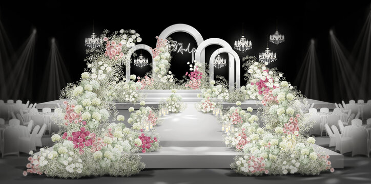白粉色韩式婚礼效果图