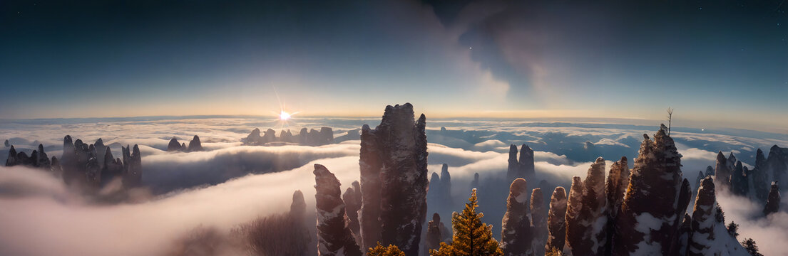 在高山云海上遥望星空