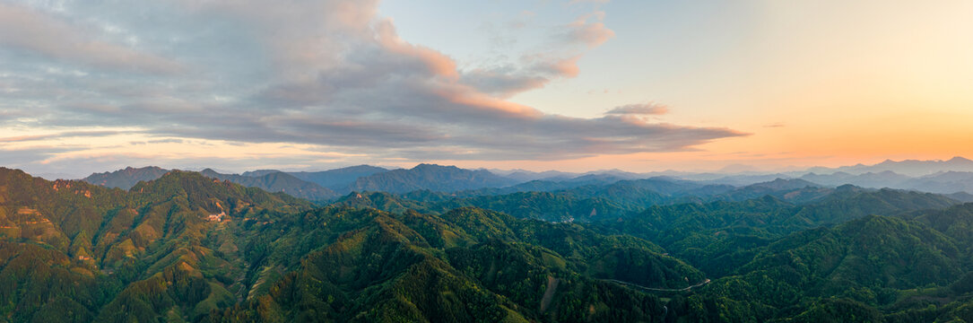 航拍湖南通道山川山脉森林