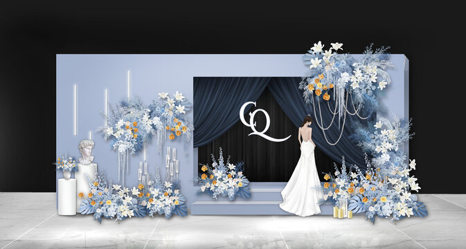 霧霾藍(lán)婚禮迎賓區(qū)效果圖