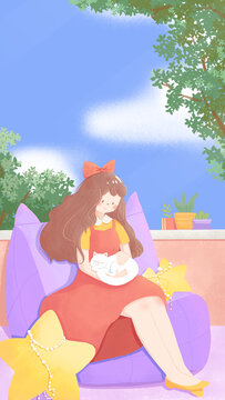 女孩和貓