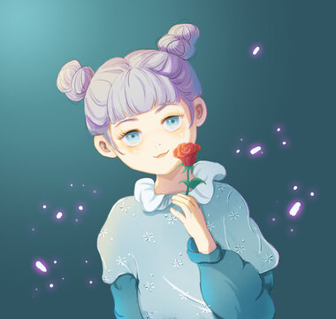 手繪女孩卡通頭像