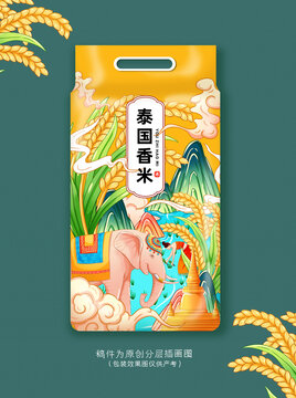 泰國大米插畫手繪