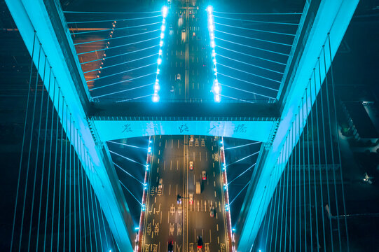 航拍郑州农业路大桥夜景灯光秀