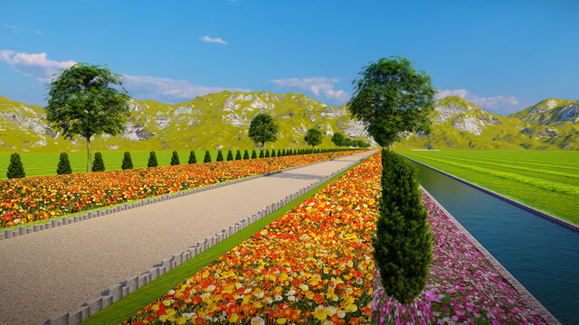 觀光農(nóng)業(yè)花海景觀步道