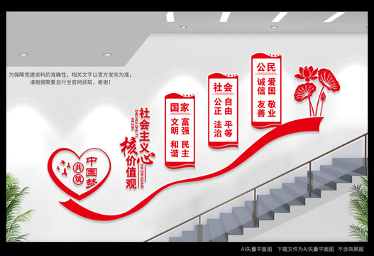 核心價值觀樓梯文化墻