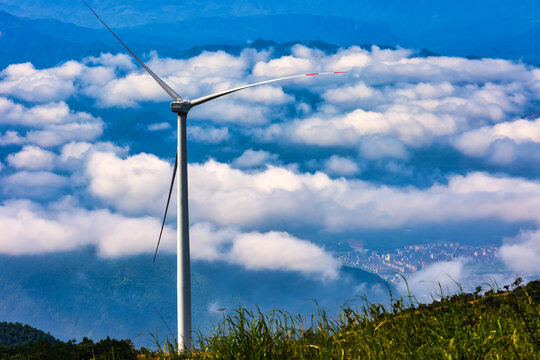高山云海风力发电涡轮机