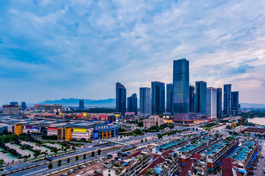 浙江义乌城市地标建筑风光