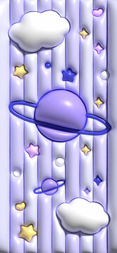 紫色卡通星球膨脹壁紙