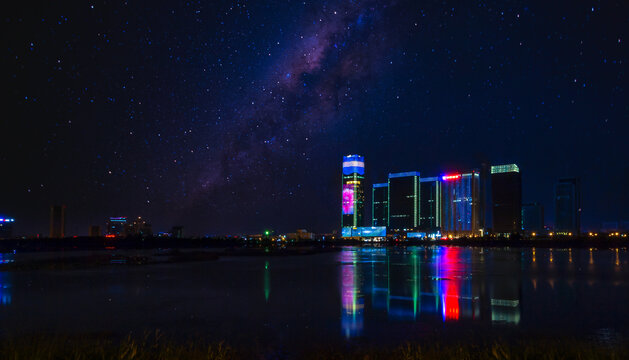 义乌金融商务区星空夜景风光