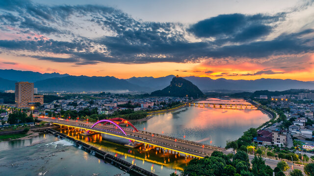 丽水松阳城市地标夜景风光