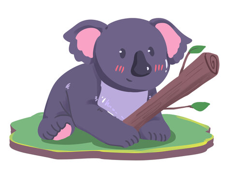 灰紫色草地抱树树袋熊元素