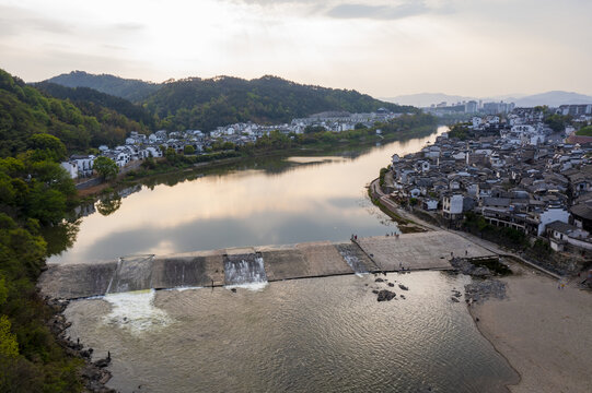 安徽歙县渔梁坝航拍