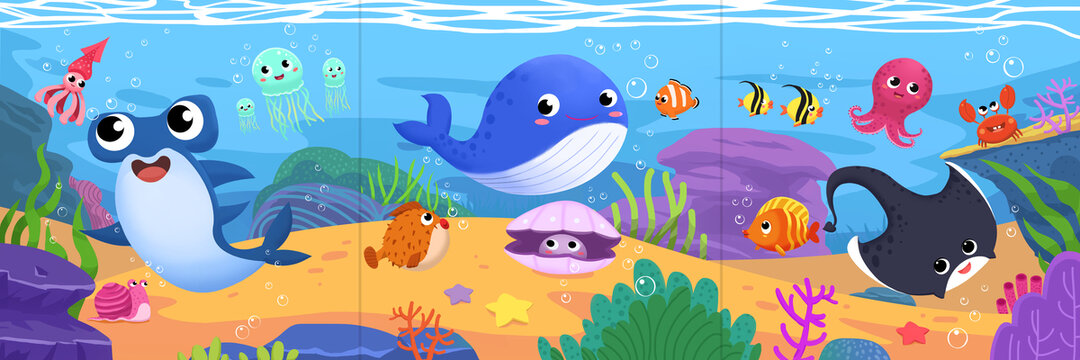卡通海洋海底世界插畫(huà)