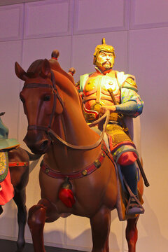 古代骑马将军蜡像