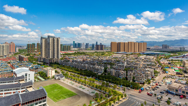 义乌江东端头新村城市建筑风光