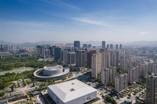 诸暨城东城市风光航拍