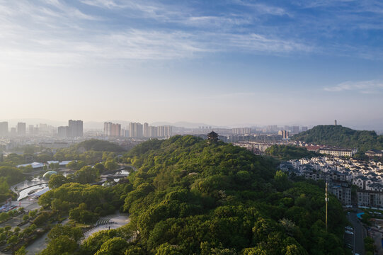 诸暨城市广场风光航拍