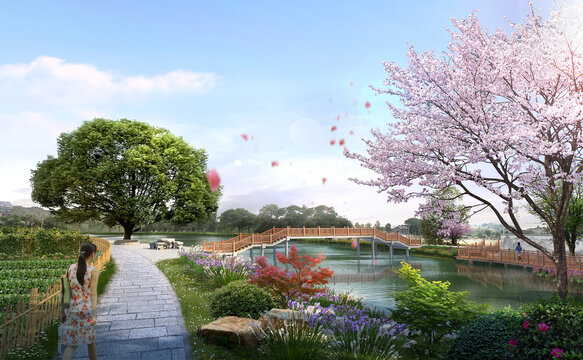 美麗鄉(xiāng)村河道棧橋景觀