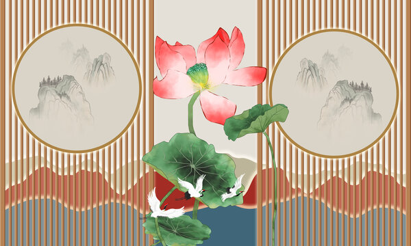 新中式格柵背景墻