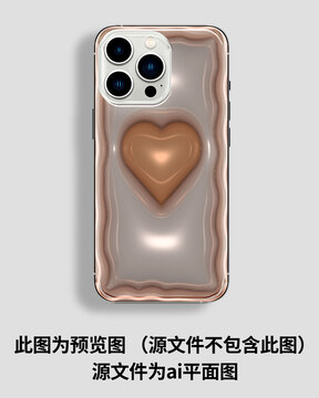 黃色愛心膨脹風手機殼