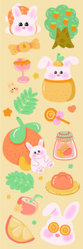 橘子兔兔咕卡贴纸