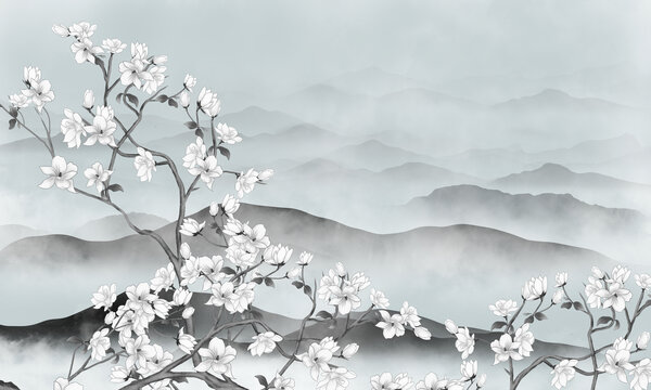 水墨山水花鳥