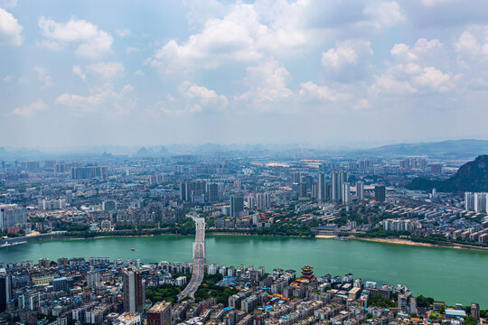 俯拍柳州城市风光