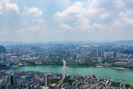 俯拍柳州城市风光