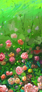 玫瑰花手绘插画植物海报
