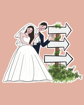人形結(jié)婚指示牌