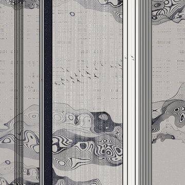 復古意境線條輕奢格柵背景墻