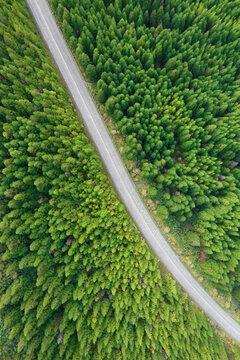 航拍山间的公路