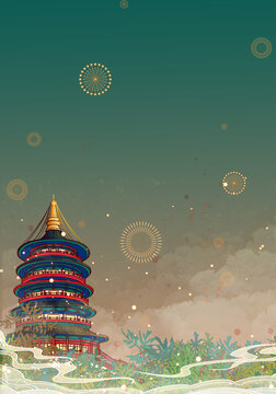 洛陽(yáng)古建筑國(guó)風(fēng)名堂天堂豎版