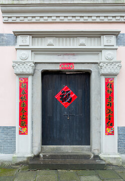 春节对联古典门楼