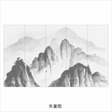 矢量鏤空山水畫
