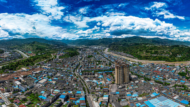 荥经县城西城区全景